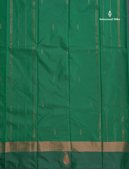 Semi Silk Saree - Green Colour Body With Zari Butta & Fancy Border