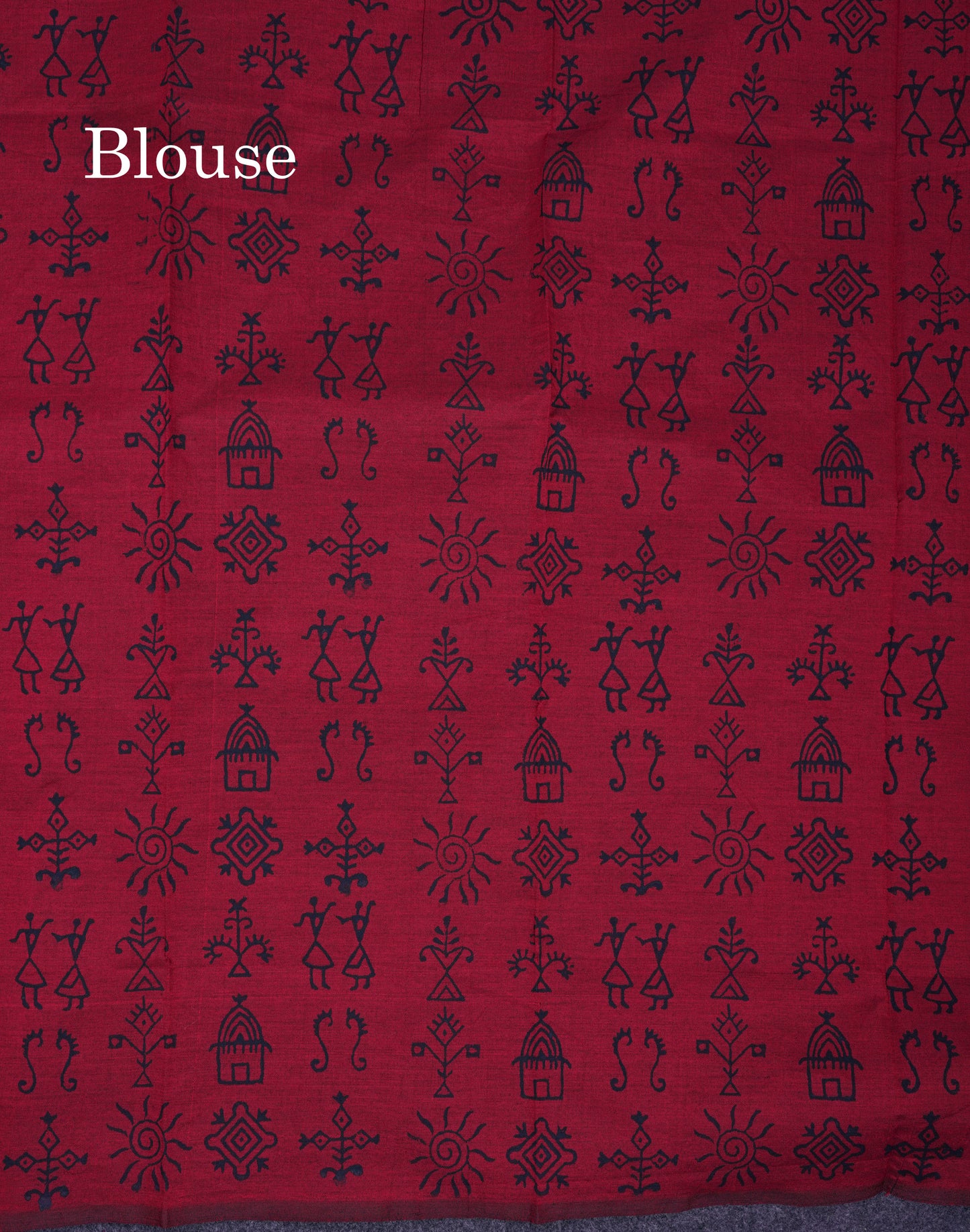 Beautiful Green South Cotton Printed Saree With Contrast Reddish Orange Blouse