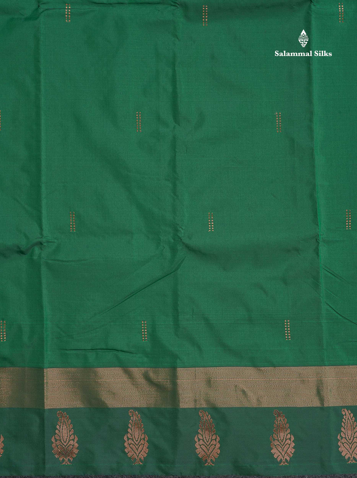 Semi Silk Saree - Green Colour Body With Zari Butta & Fancy Border