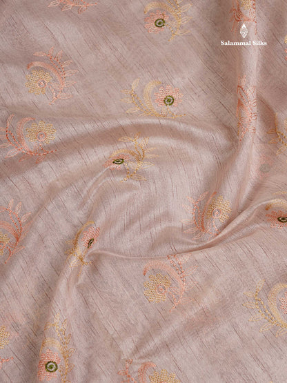 Cotton Mix Saree -  Light Lavender  Embroidery Work Along With Fancy Border