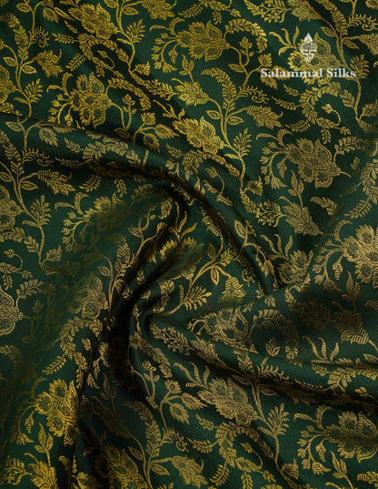 Korvai Beautiful Bottle Green Pure Kanjivaram Silk Saree Pure Zari With Contrast Light Pink Traditional Border