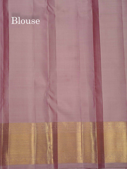 Korvai Beautiful Bottle Green Pure Kanjivaram Silk Saree Pure Zari With Contrast Light Pink Traditional Border