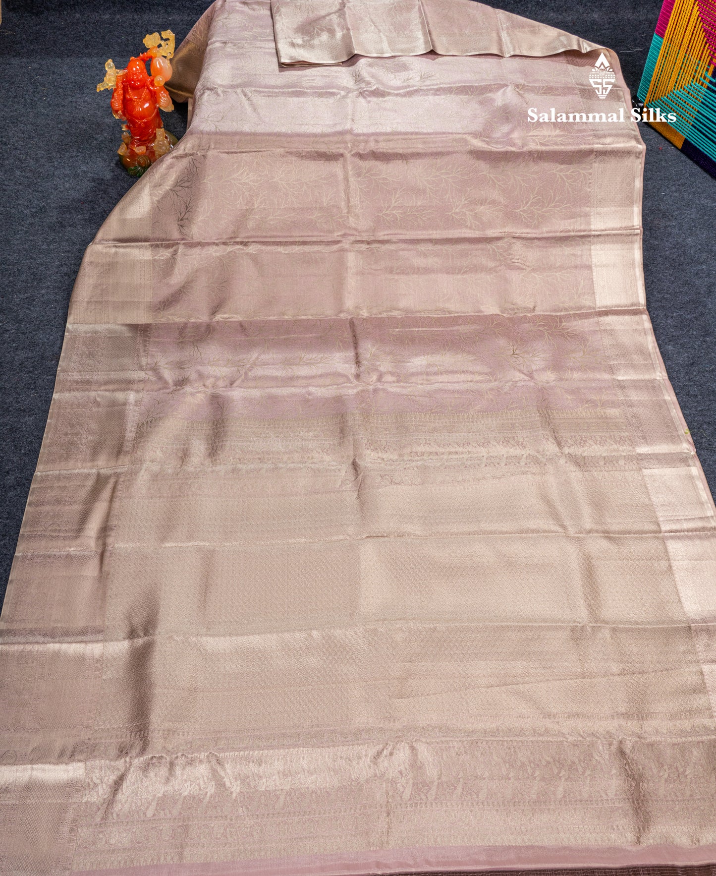 Dark Peach Tissue Fancy Bridal Pure Kanjivaram Silk Saree With Traditional Evening Morning Border