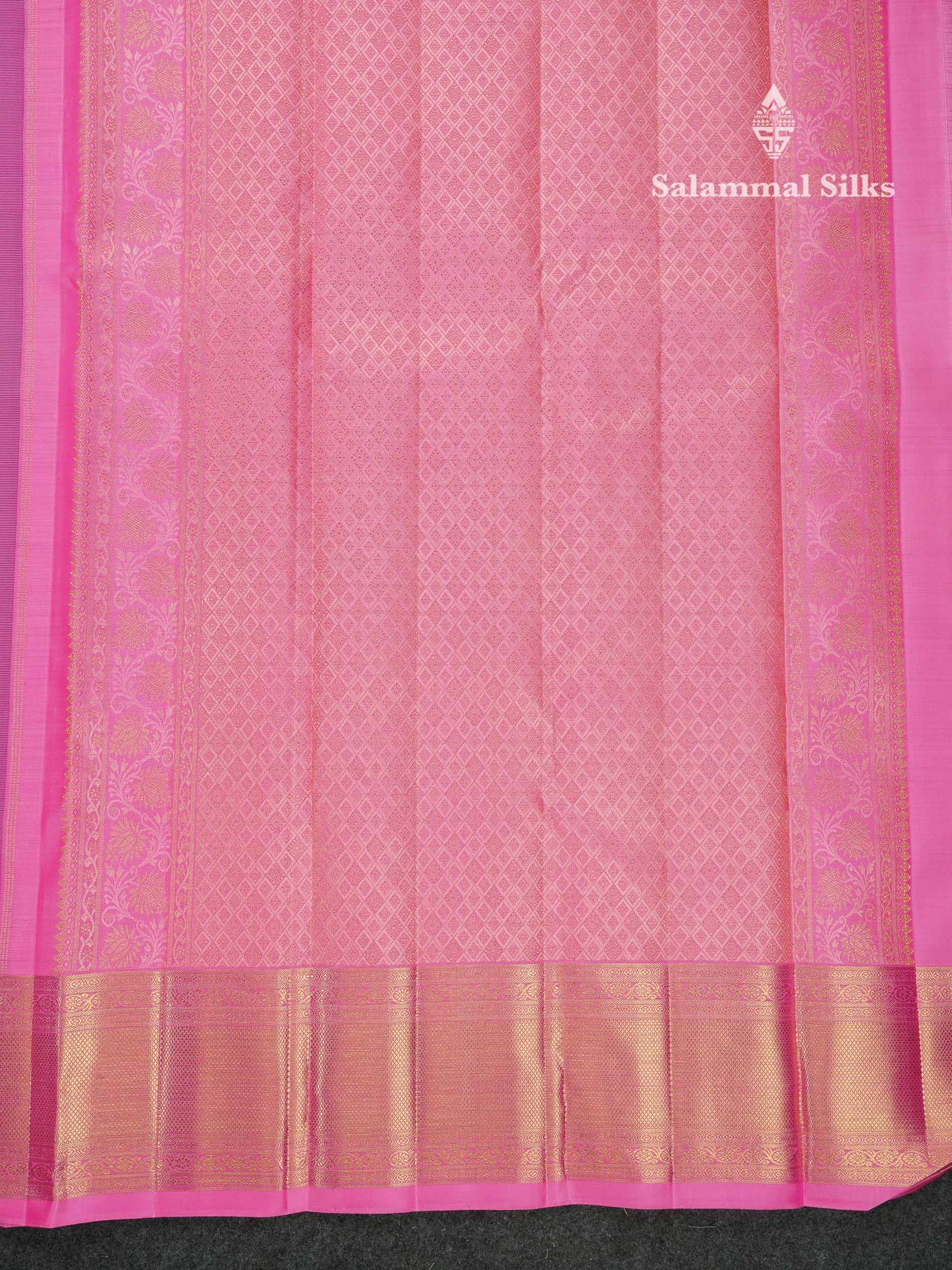 Korvai Beautiful Dark Violet Pure Kanjivaram Silk Saree Pure Zari With Contrast Pink Traditional Border