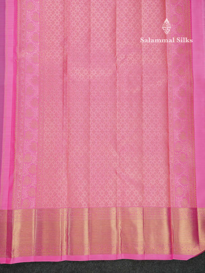 Korvai Beautiful Dark Violet Pure Kanjivaram Silk Saree Pure Zari With Contrast Pink Traditional Border