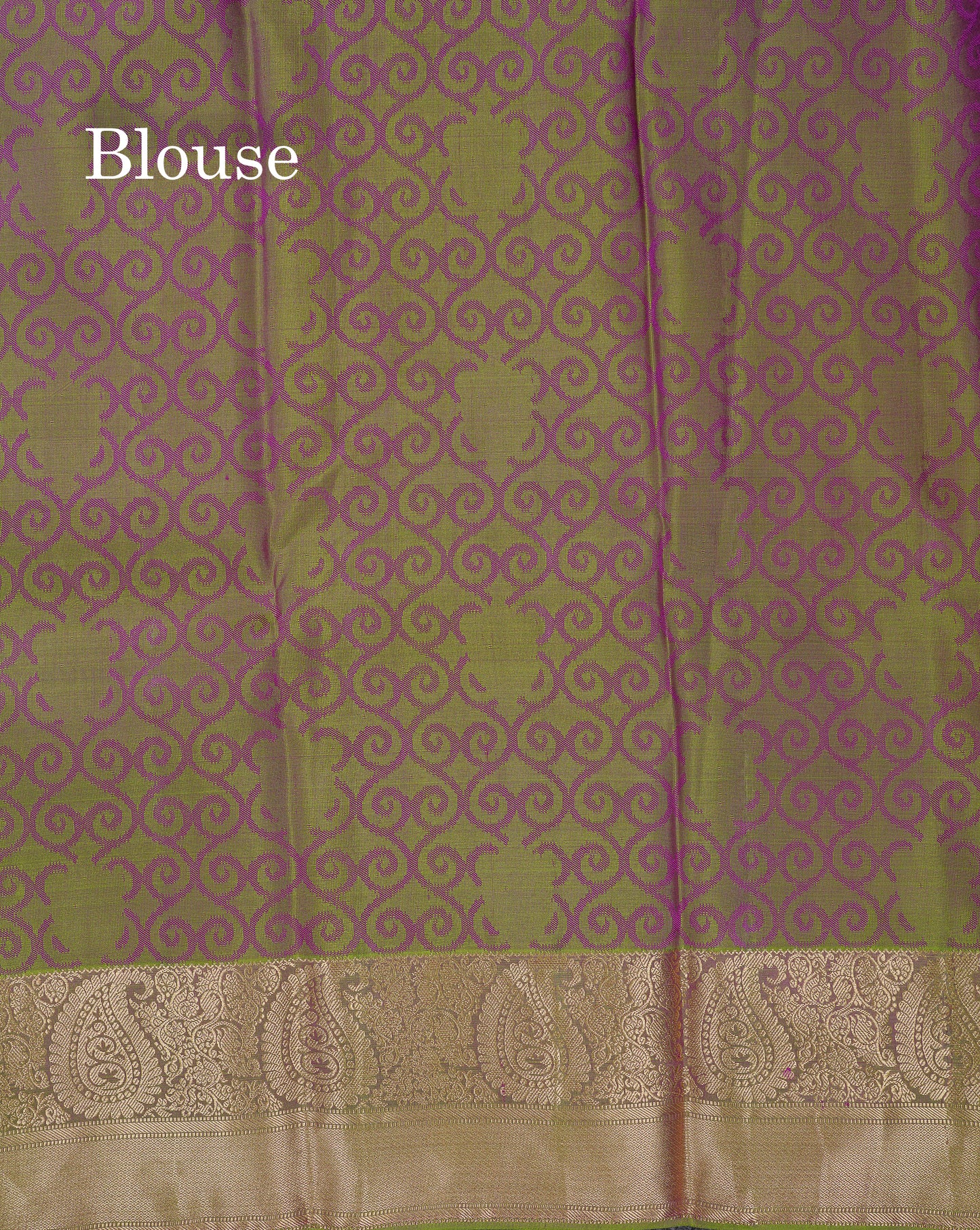 Beautiful Dual Tone Pink Pure Kanjivaram Silk Saree With Contrast Dual Tone Green Blouse
