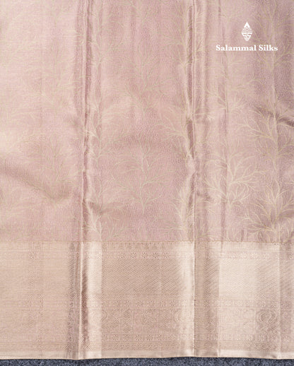 Dark Peach Tissue Fancy Bridal Pure Kanjivaram Silk Saree With Traditional Evening Morning Border
