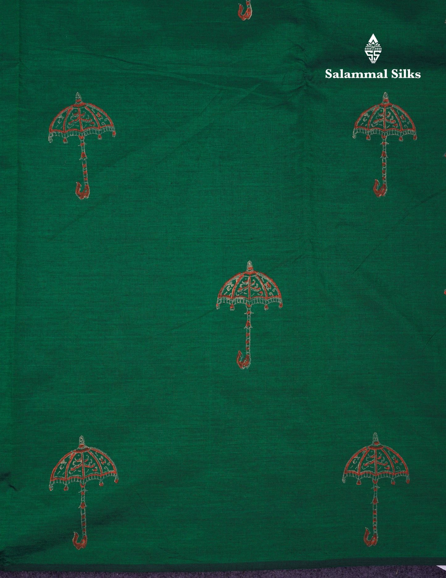 Beautiful Green South Cotton Printed Saree With Contrast Reddish Orange Blouse