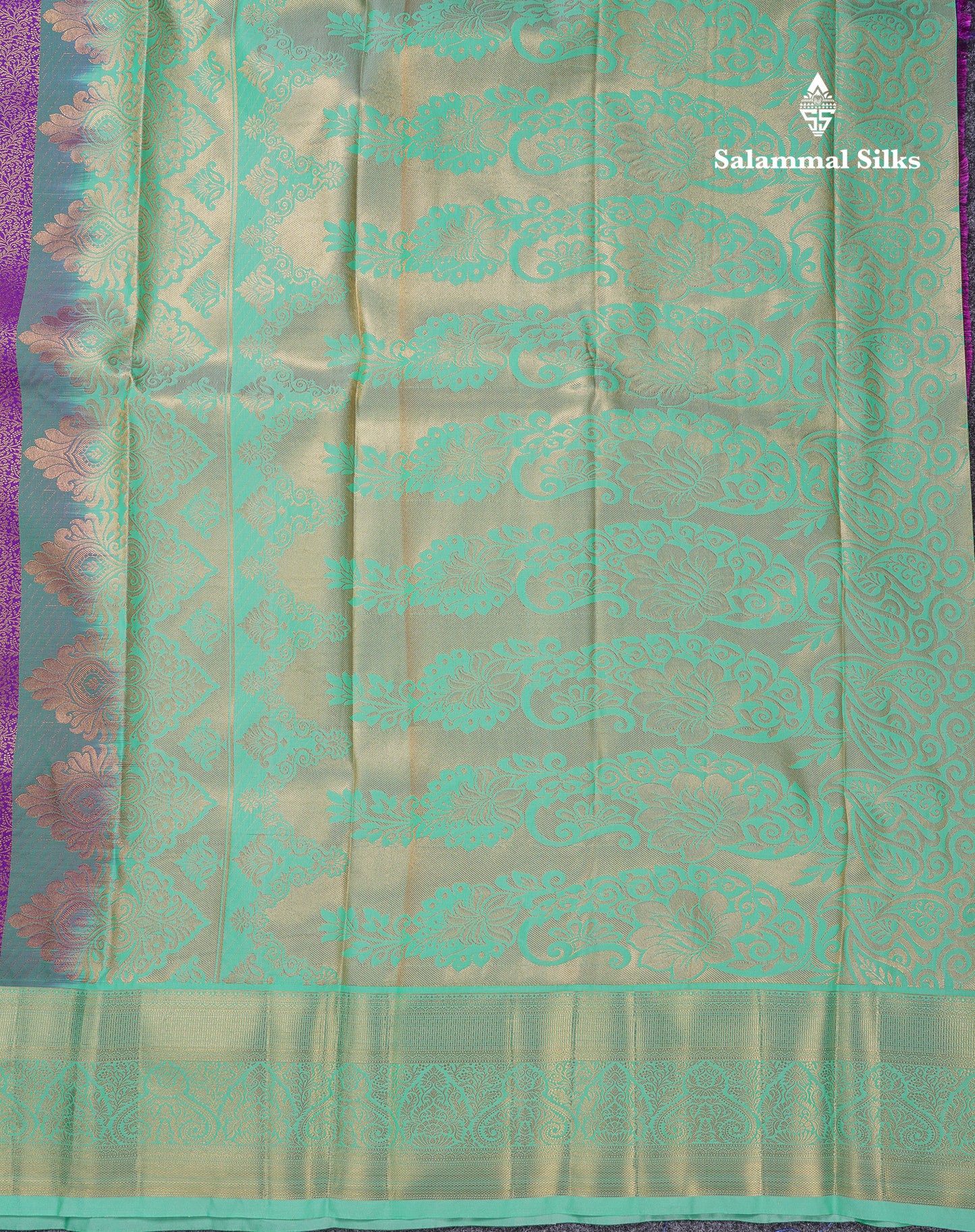 Beautiful Violet Bridal Semi Silk Saree With Contrast Rexona Green Border