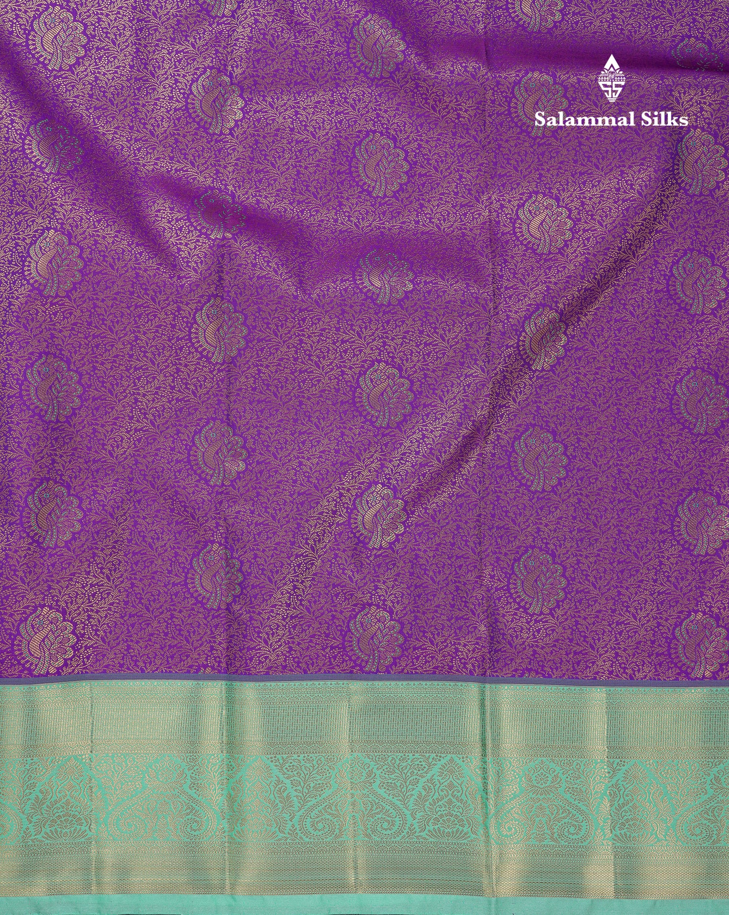 Beautiful Violet Bridal Semi Silk Saree With Contrast Rexona Green Border