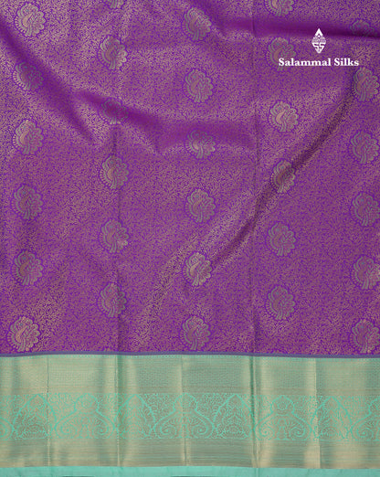 Beautiful Violet Bridal Semi Silk Saree With Contrast Rexona Green Border