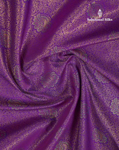 Beautiful Violet Bridal Semi Silk Saree With Contrast Rexona Green Border