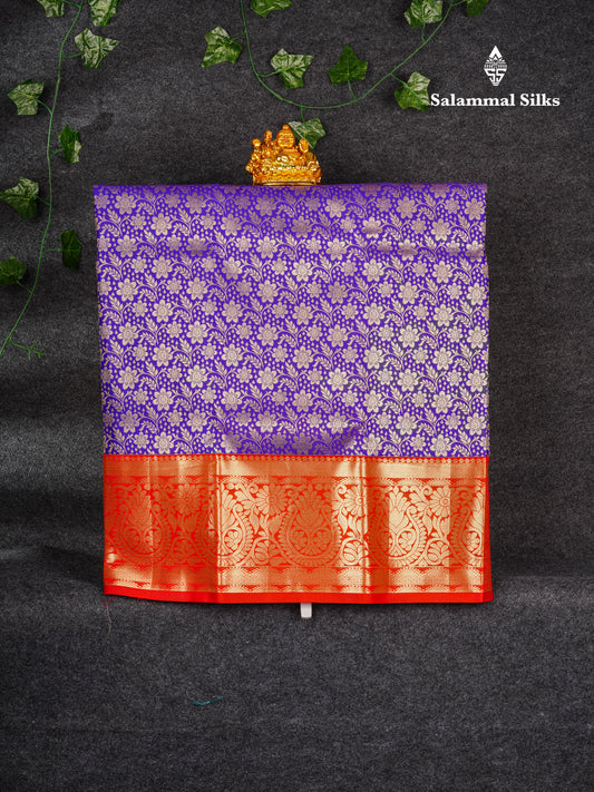 Semi Silk Pattu Pavadai ( Violet ) With Red Blouse 36"