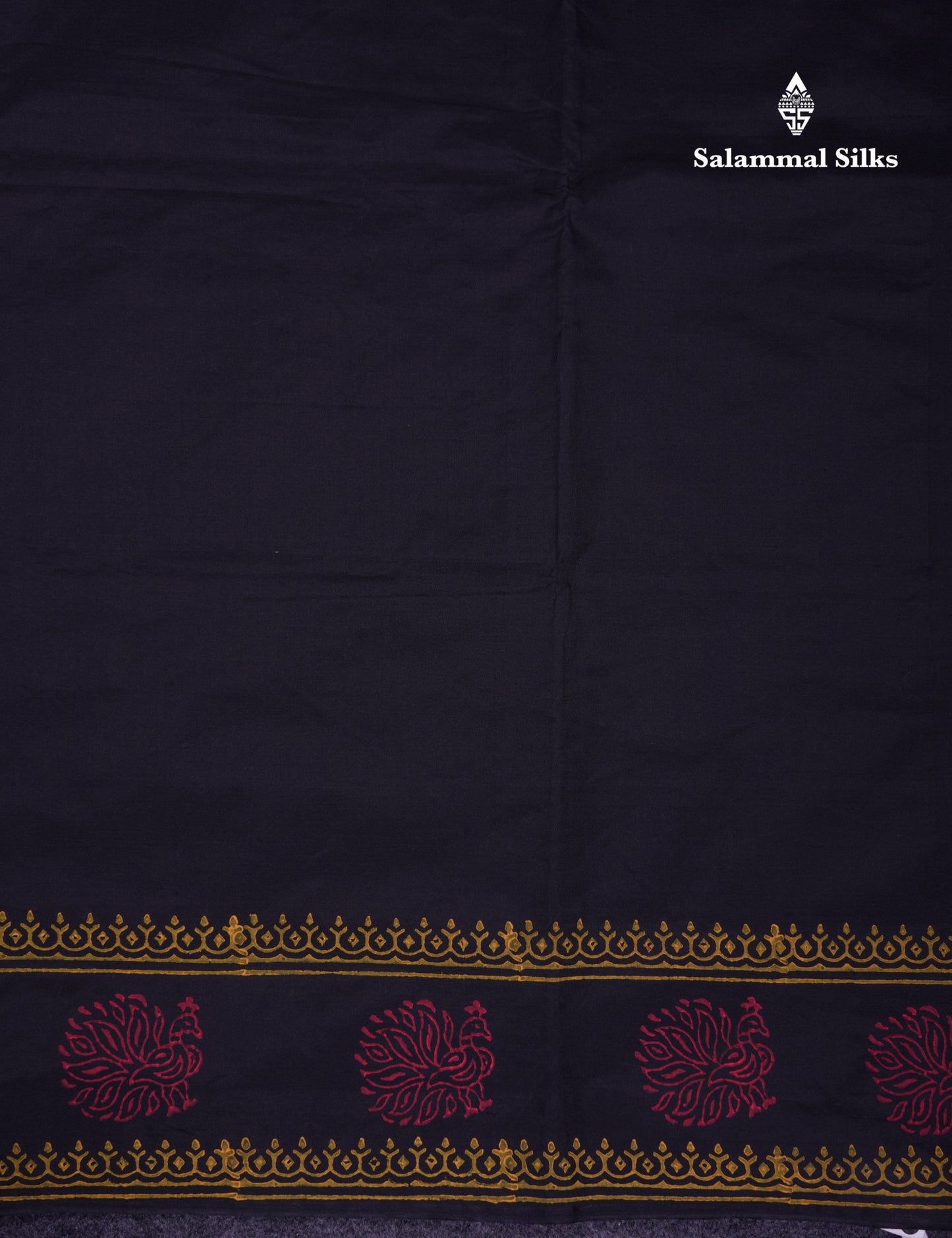 Beautiful Black South Cotton Printed Saree With Contrast Yellow Blouse