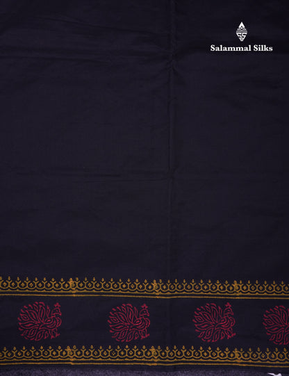 Beautiful Black South Cotton Printed Saree With Contrast Yellow Blouse