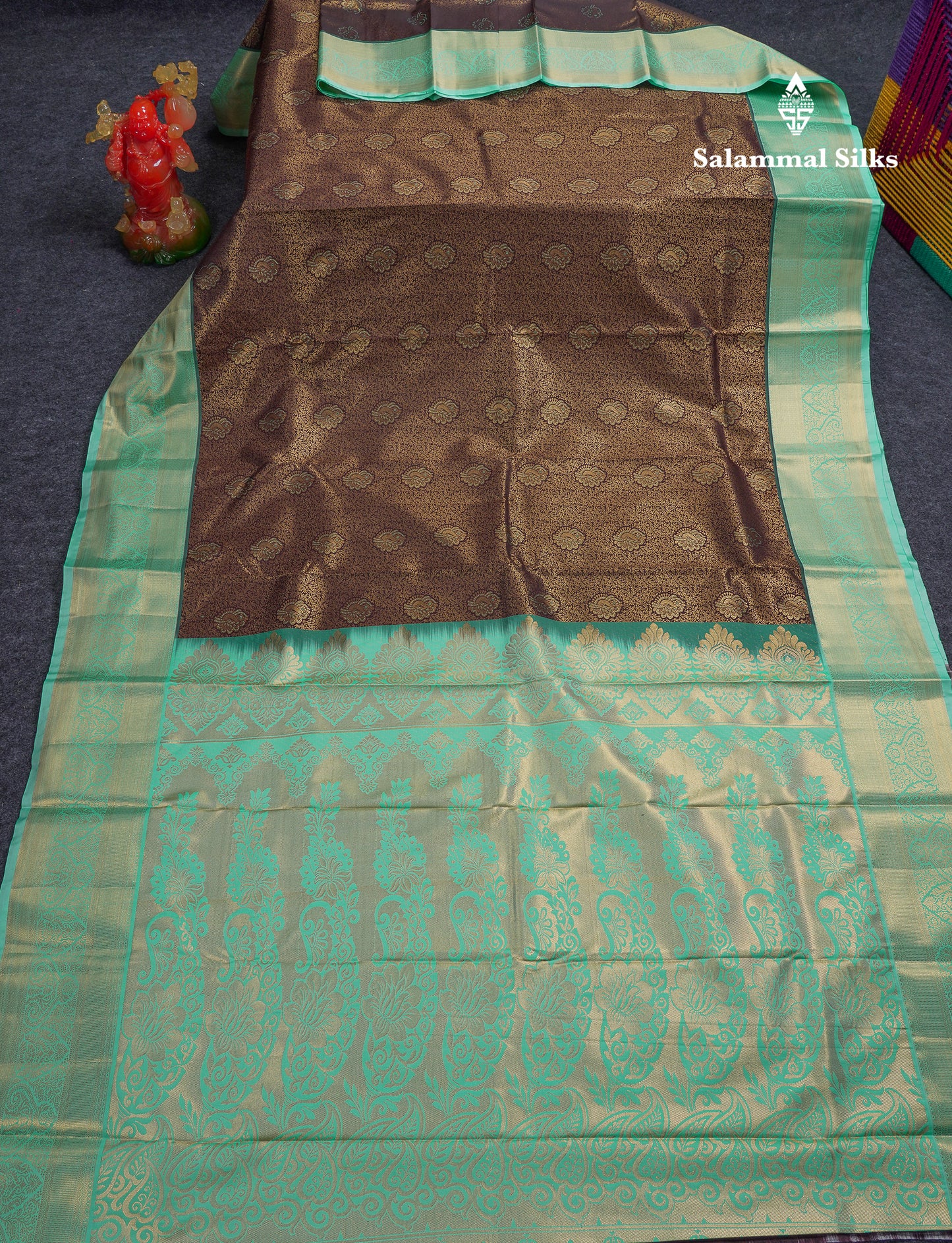 Beautiful Violet Bridal Semi Silk Saree With Contrast Rexona Green Border