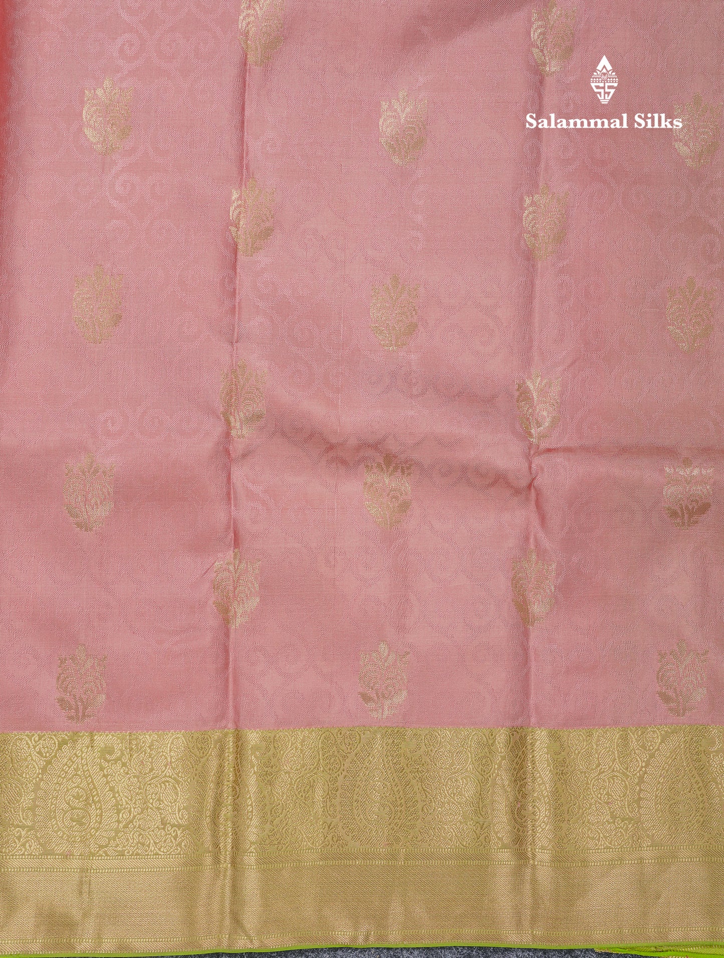 Beautiful Dual Tone Pink Pure Kanjivaram Silk Saree With Contrast Dual Tone Green Blouse