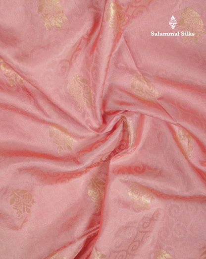 Beautiful Dual Tone Pink Pure Kanjivaram Silk Saree With Contrast Dual Tone Green Blouse