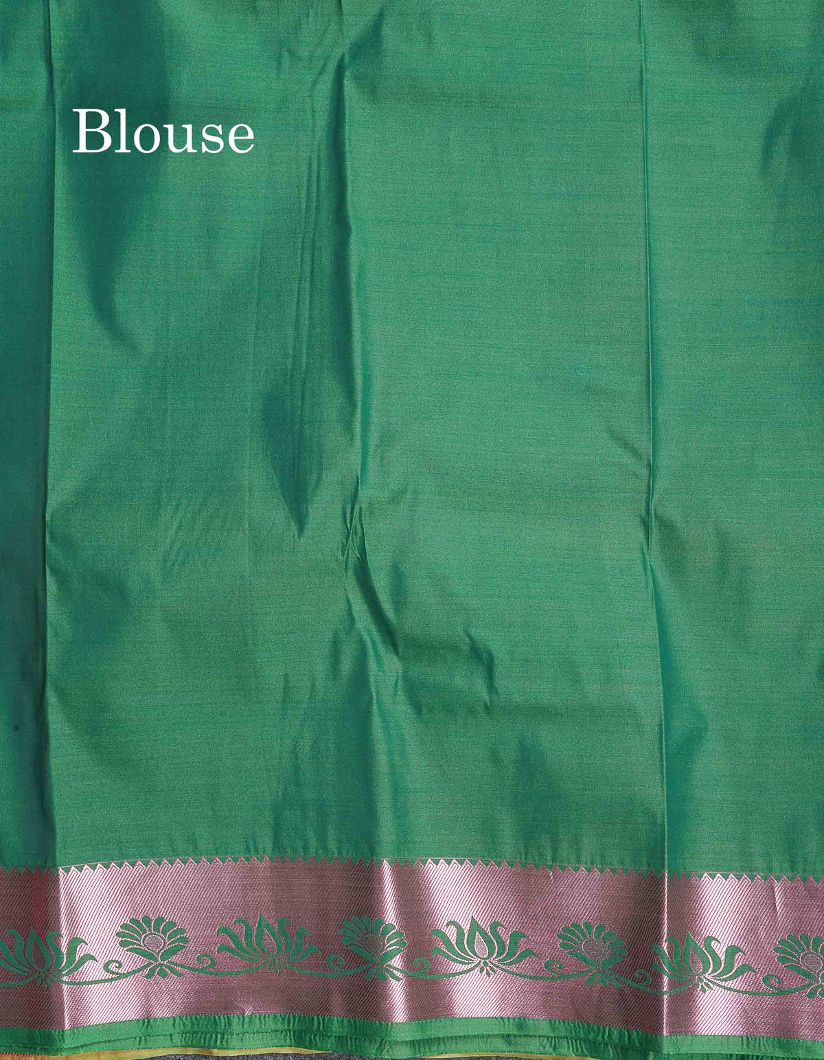 Semi Silk Saree - Light Orange Colour Body With Contrast Saffire Green Blouse
