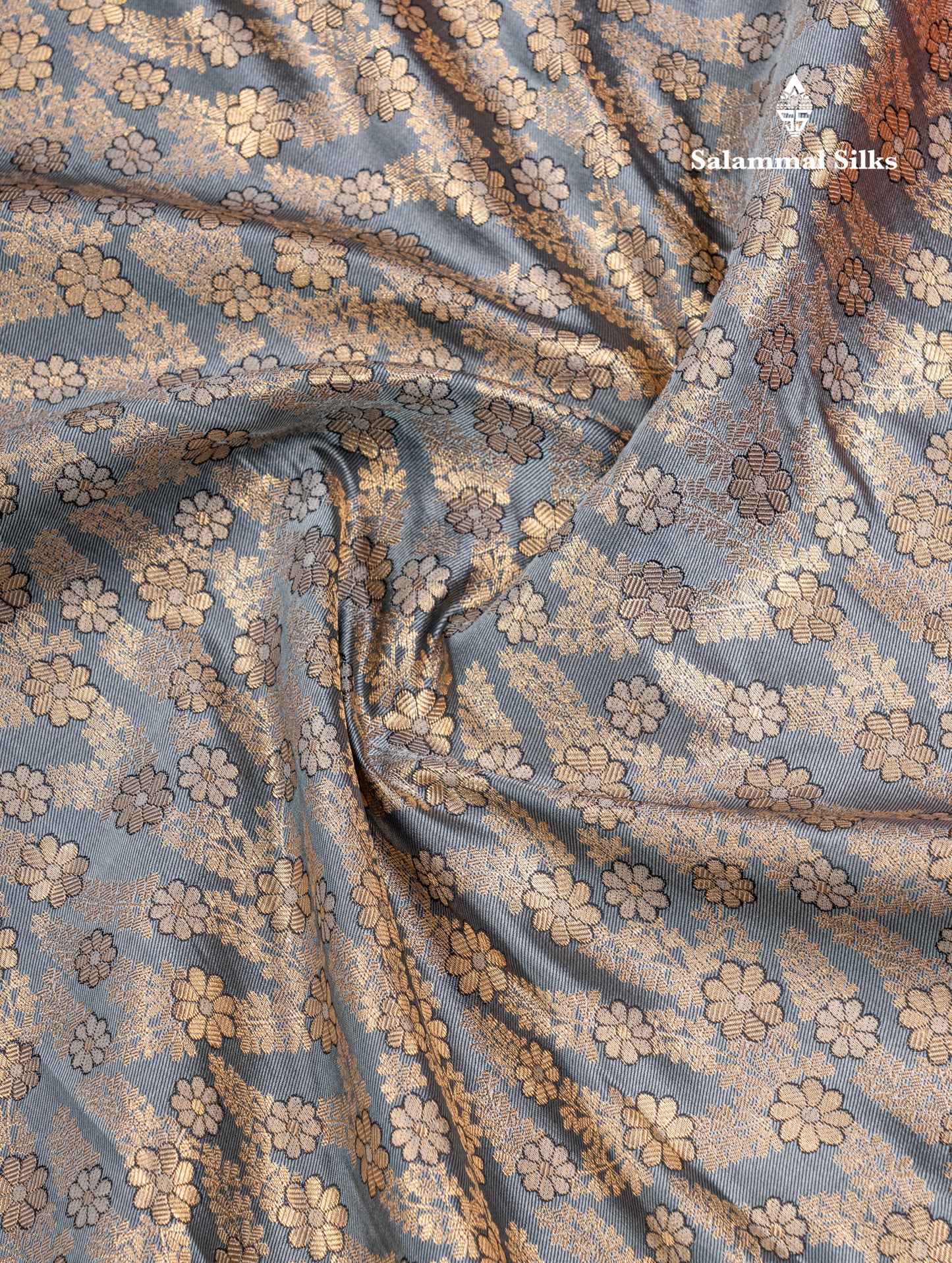 Elephant Grey Semi Silk Saree With Contrast Chilly Red Traditional Evening Morning Border