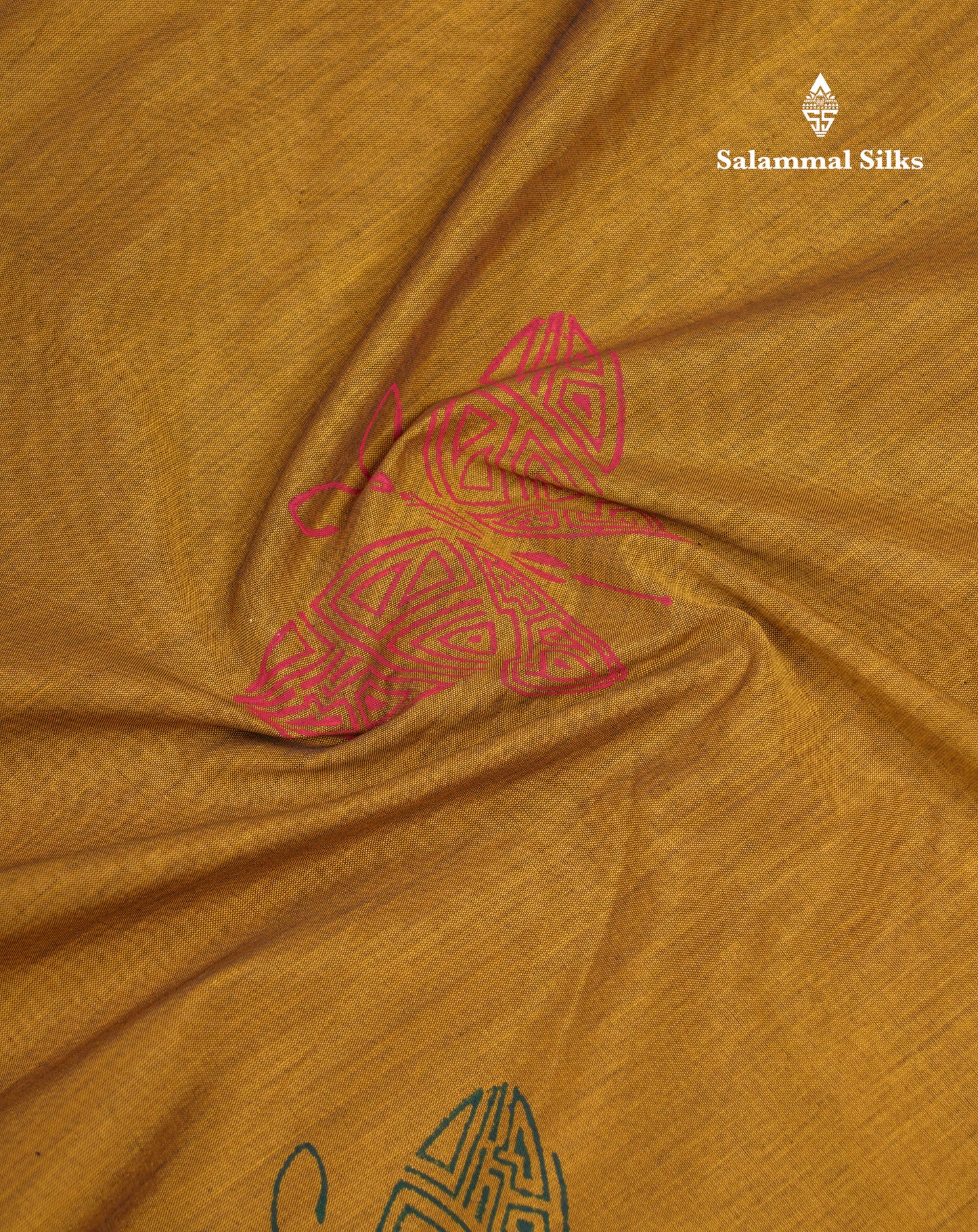 Beautiful Olive Mustard Yellow South Cotton Printed Saree With Contrast Green Blouse