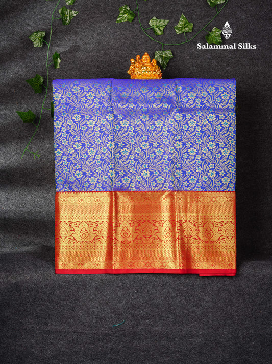 Semi Silk Pattu Pavadai ( Royal Blue ) With Maroon Blouse 36"
