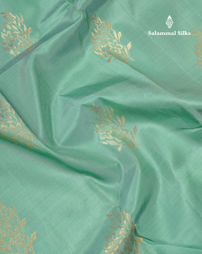 Beautiful Sapphire Green Fancy Pure Kanjivaram Silk Saree With Contrast Pink Blouse