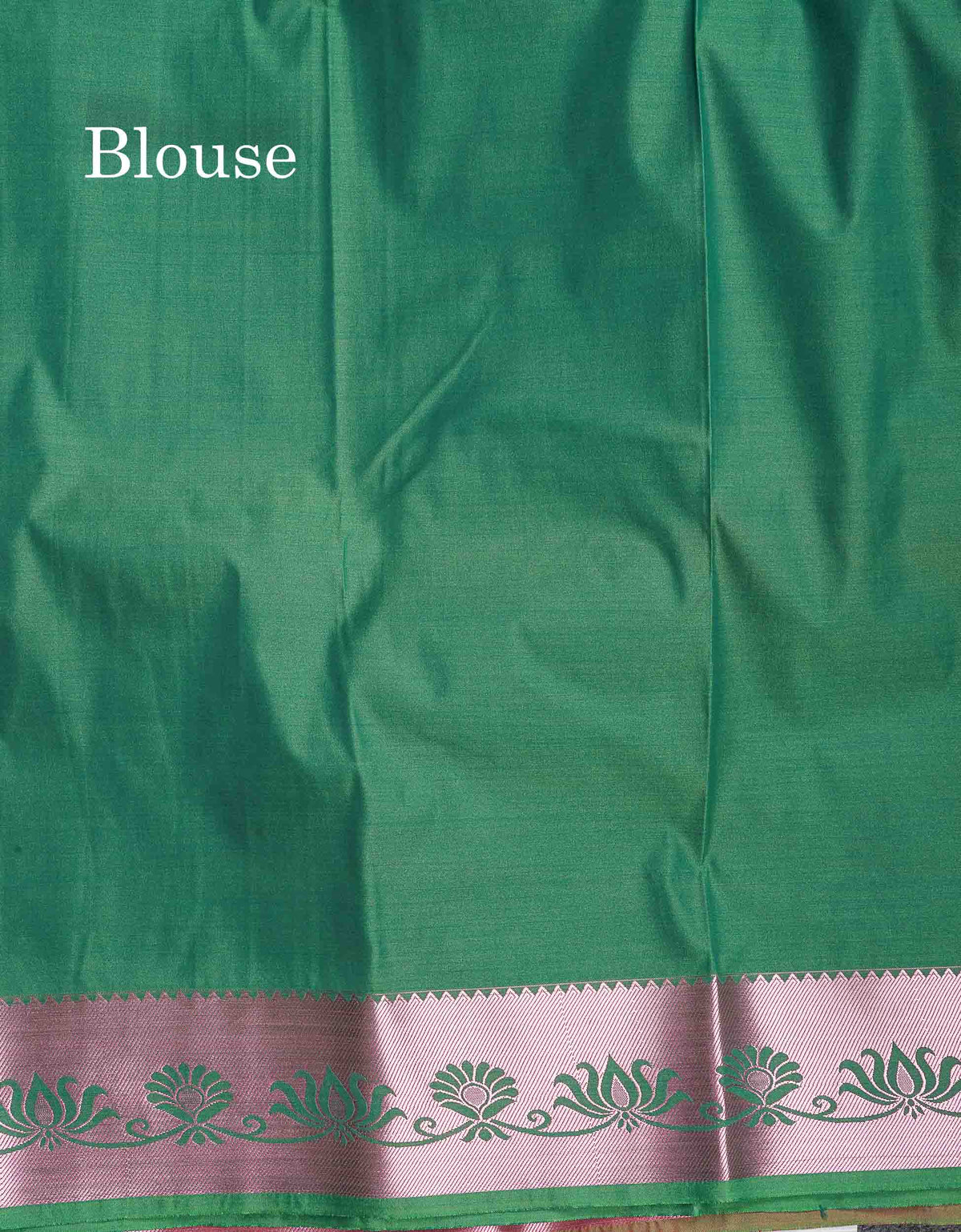Semi Silk Saree - Light Orange Colour Body With Contrast Saffire Green Blouse