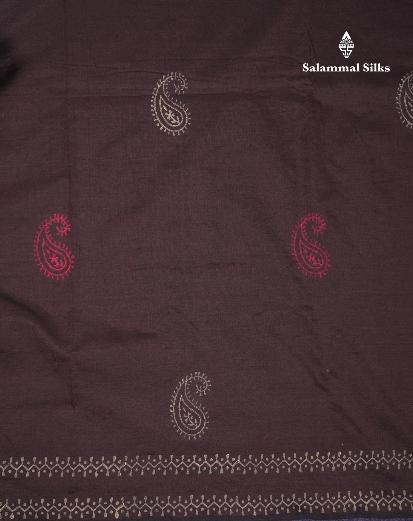 Beautiful Brown South Cotton Printed Saree With Contrast Cream Grey Blouse