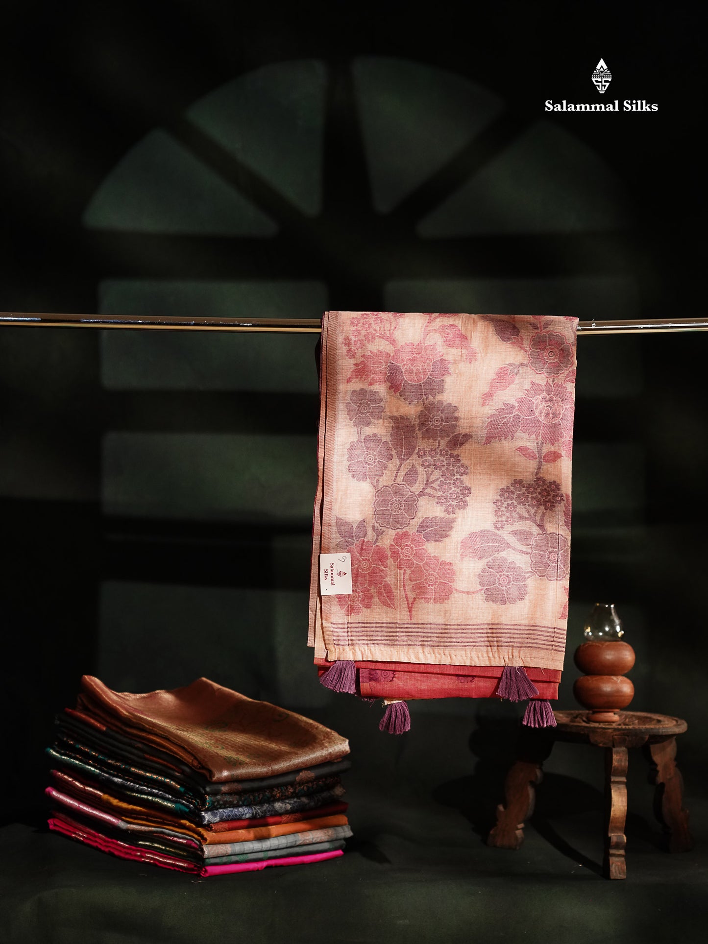Beautiful Dark Peach Muga Cotton Saree With Contrast Maroon Blouse
