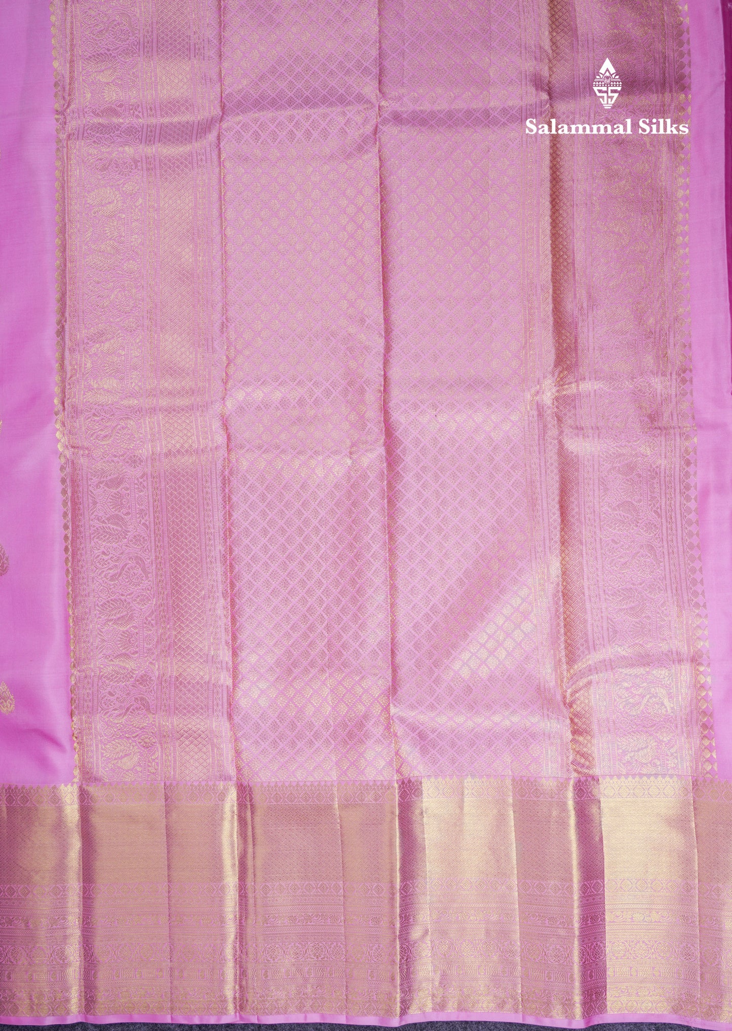 Beautiful Light Pink Pure Kanjivaram Silk Saree With Traditional Evening Morning Border