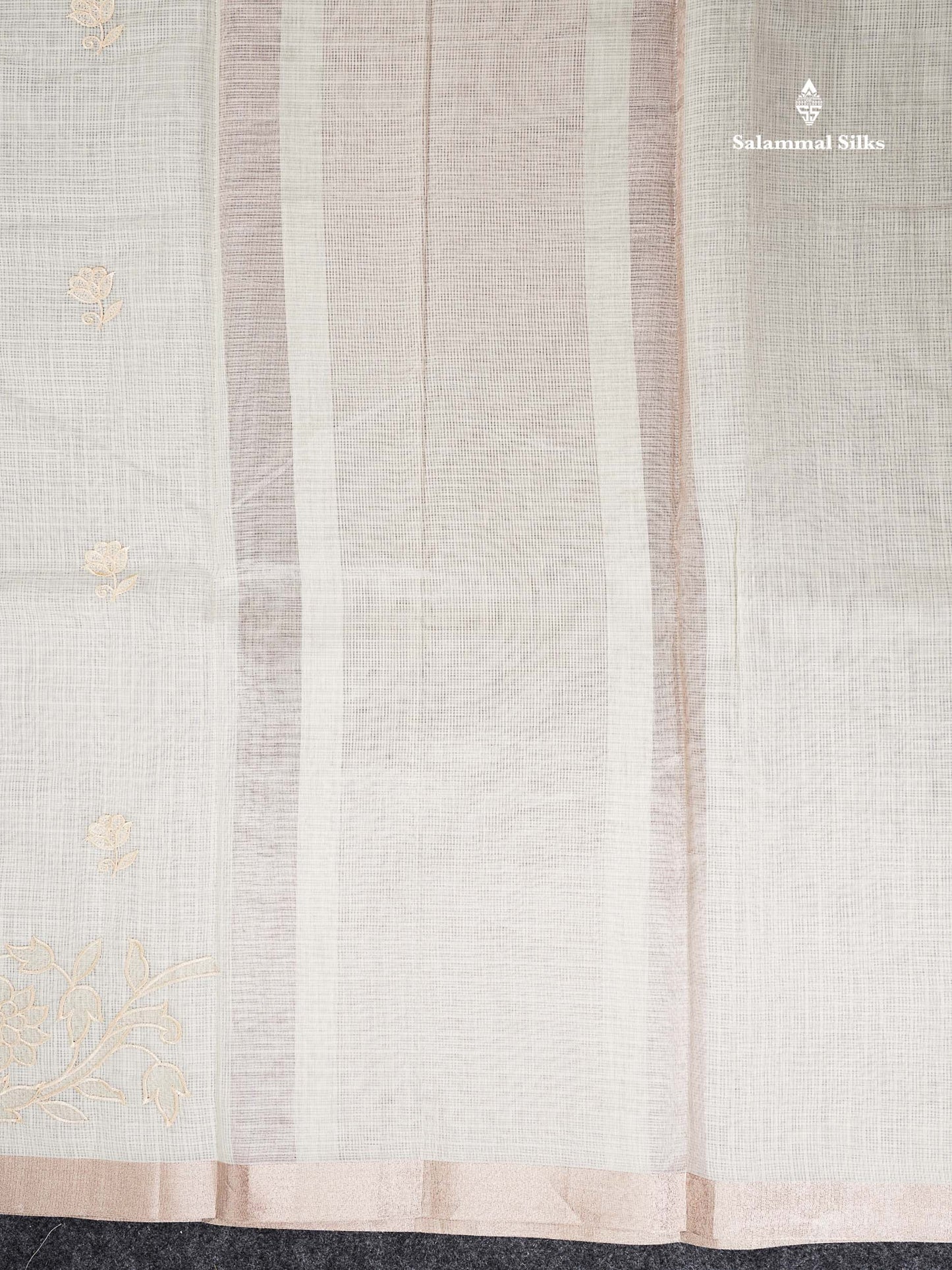 Cotton Mix Saree -   Sky Blue Embroidery Work Fancy Saree Along With Small Ribbon Border