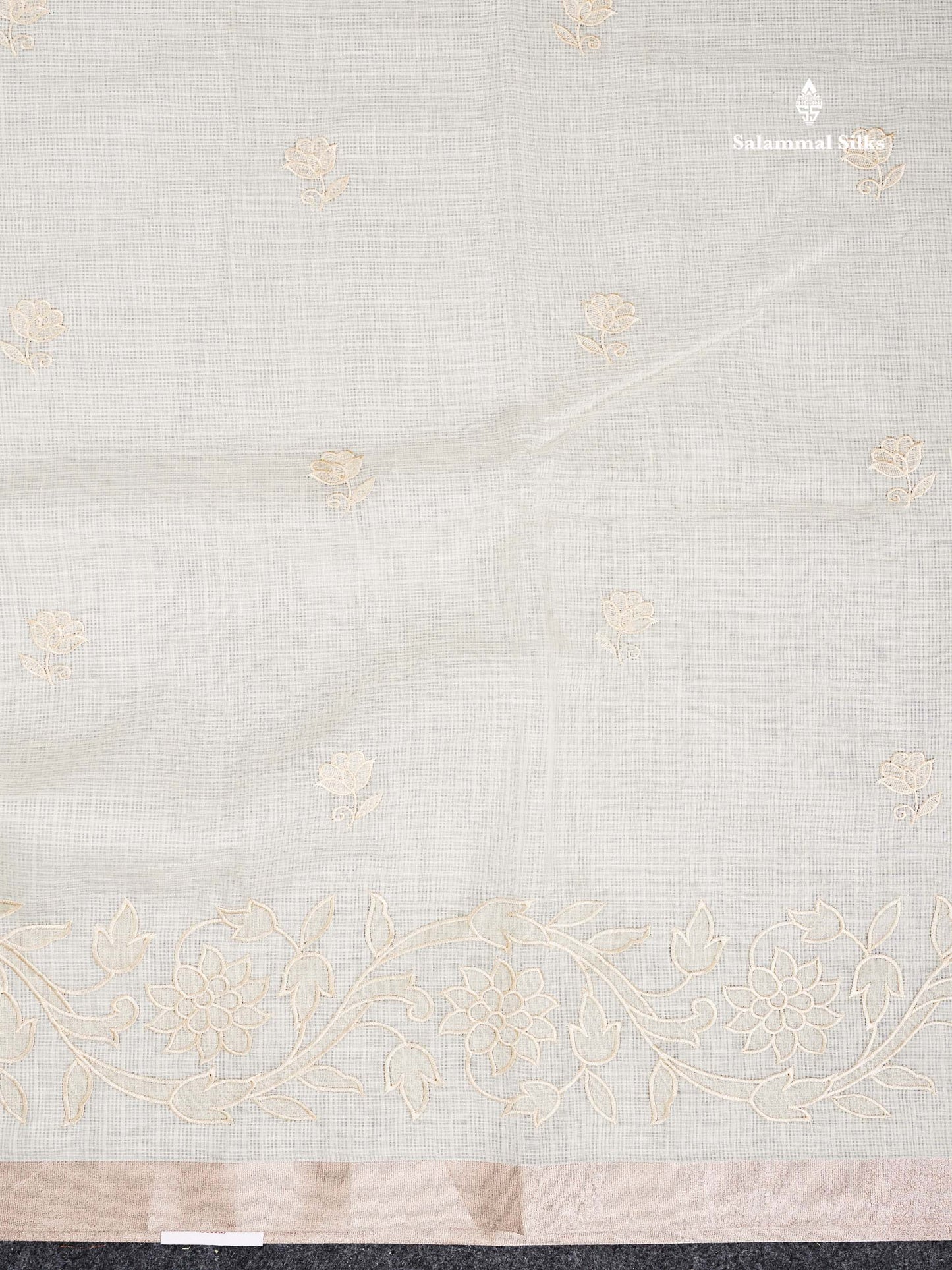 Cotton Mix Saree -   Sky Blue Embroidery Work Fancy Saree Along With Small Ribbon Border