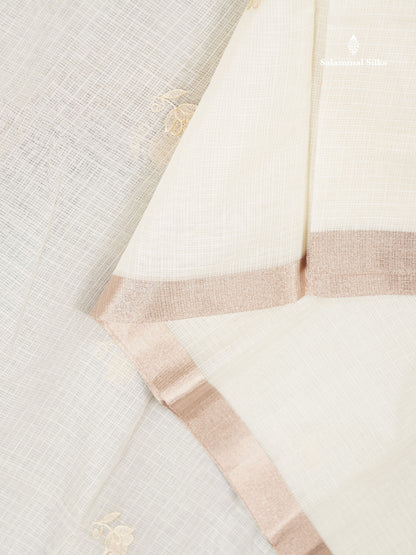 Cotton Mix Saree -   Sky Blue Embroidery Work Fancy Saree Along With Small Ribbon Border