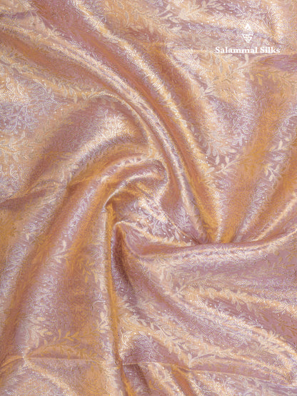 Light Lavender Tissue Bridal Pure Kanjivaram Silk Saree With Contrast Maroon Traditional Border