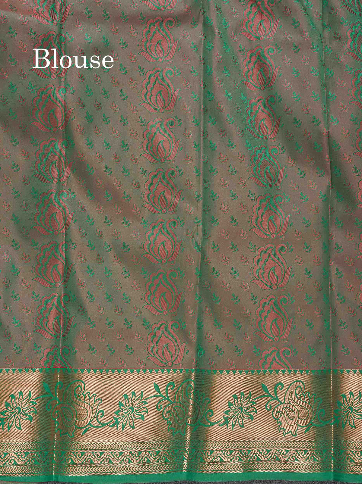 Semi Silk Saree - Red Colour Body With Contrast Dual Tone Green Blouse
