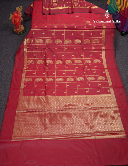 Beautiful Bottle Green Big Checks With Butta Semi Silk Saree With Designer Blouse