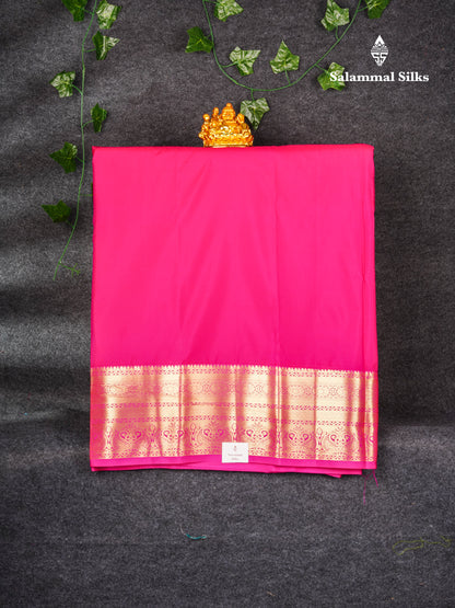 Semi Silk Pattu Pavadai (Cream) With Magenta Pink Blouse 36"