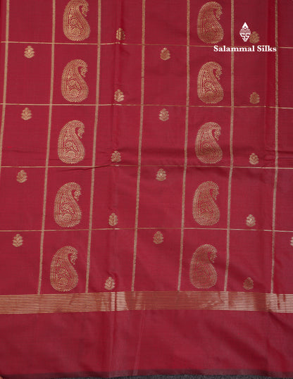 Beautiful Bottle Green Big Checks With Butta Semi Silk Saree With Designer Blouse