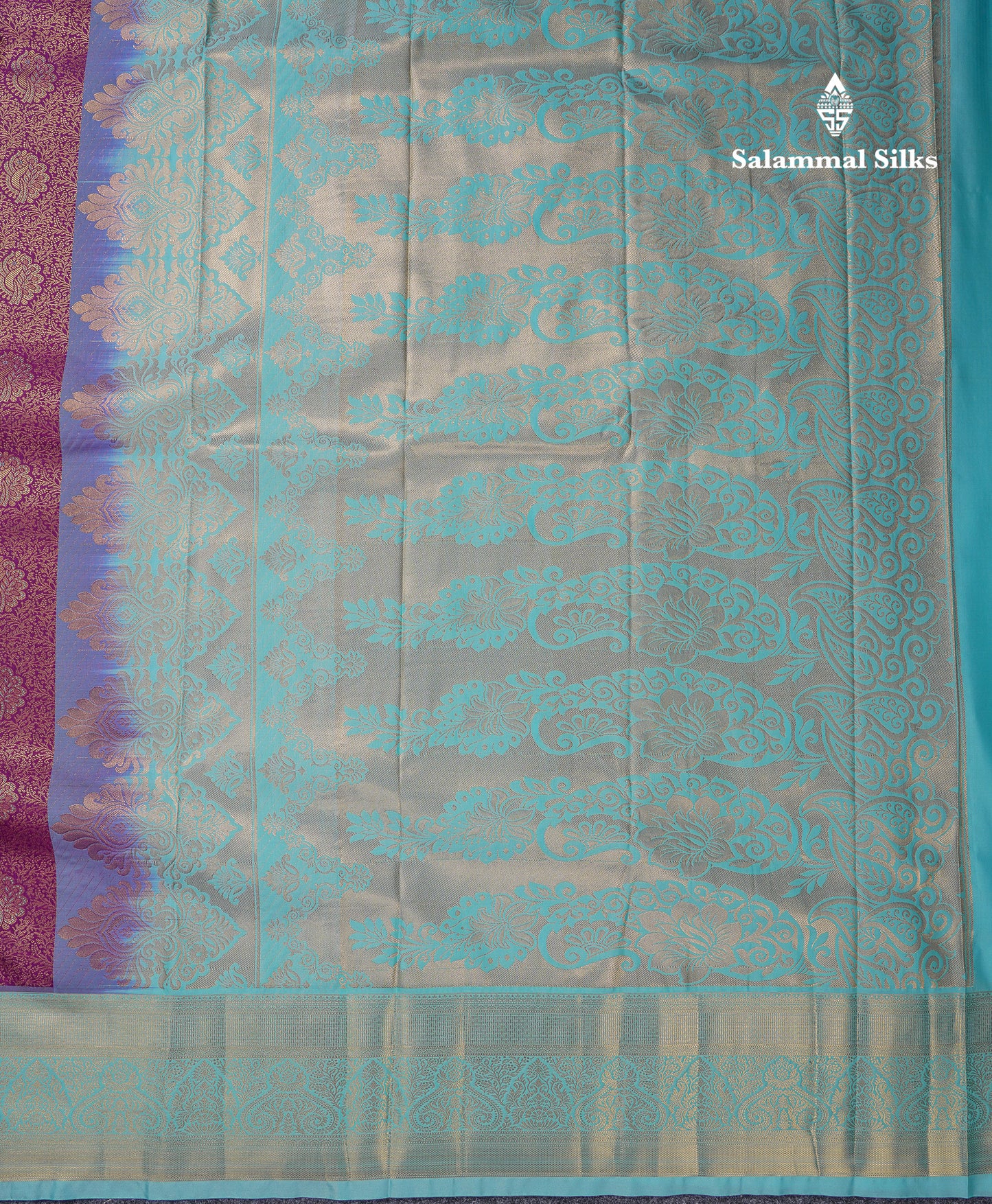 Beautiful Violet Bridal Semi Silk Saree With Contrast Rexona Green Border