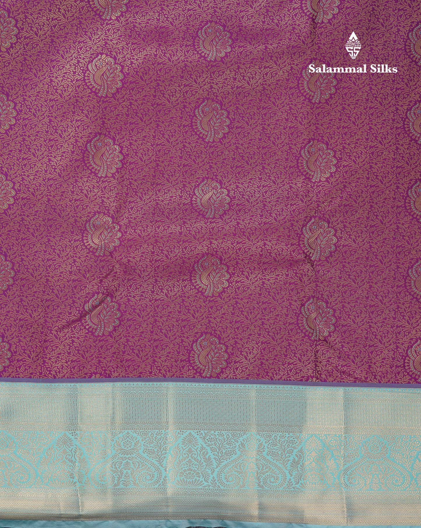 Beautiful Violet Bridal Semi Silk Saree With Contrast Rexona Green Border