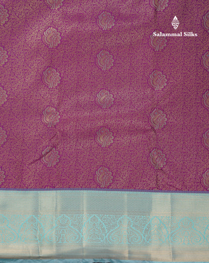 Beautiful Violet Bridal Semi Silk Saree With Contrast Rexona Green Border
