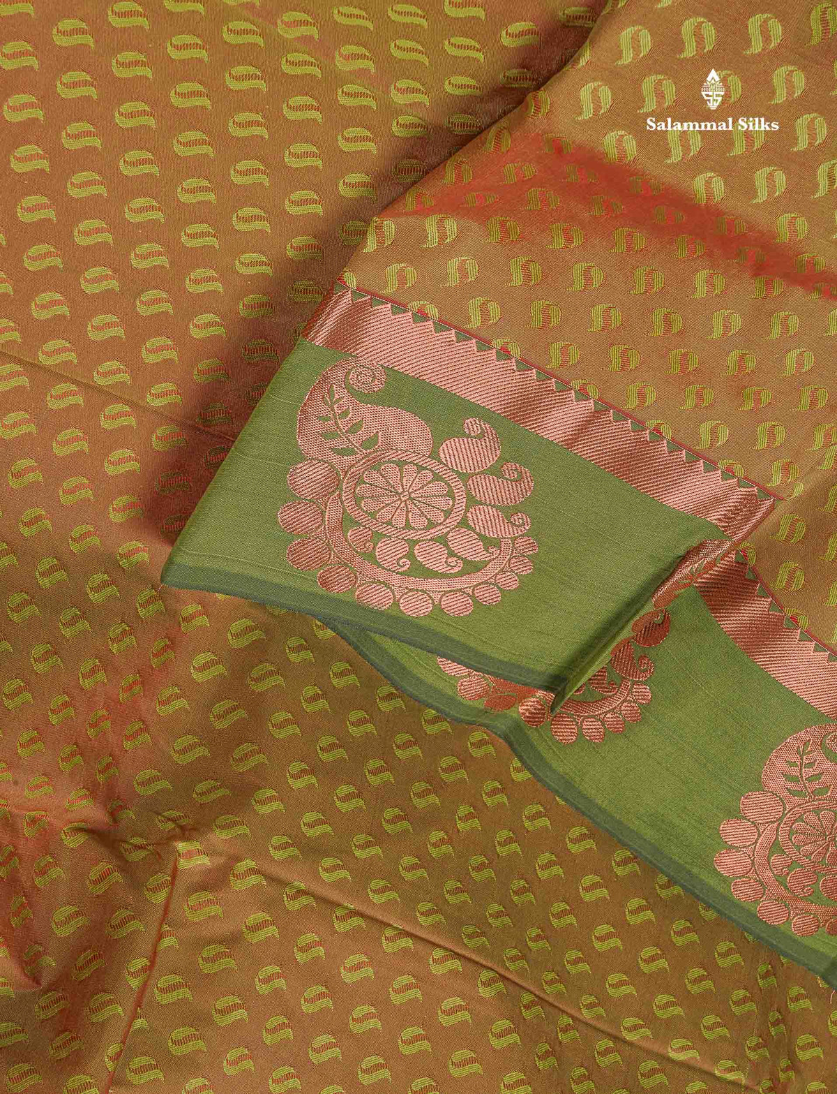 Semi Silk Saree - Mehandi Green Colour Body With Contrast Black Blouse