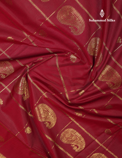 Beautiful Bottle Green Big Checks With Butta Semi Silk Saree With Designer Blouse