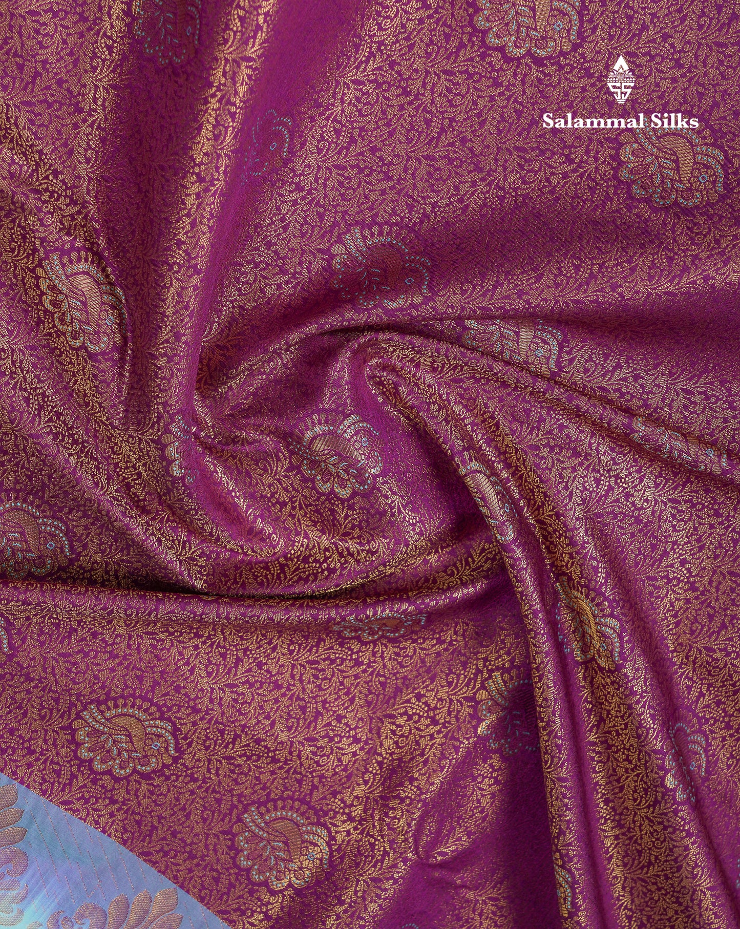 Beautiful Violet Bridal Semi Silk Saree With Contrast Rexona Green Border