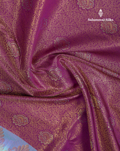Beautiful Violet Bridal Semi Silk Saree With Contrast Rexona Green Border