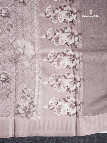 Kota Mix Saree - Light Chocolate Floral Design Along With Fancy Border