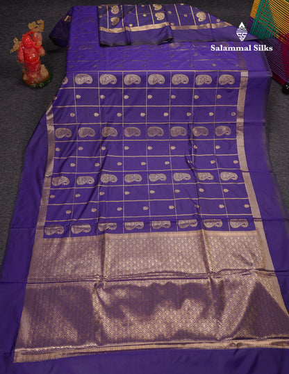 Beautiful Bottle Green Big Checks With Butta Semi Silk Saree With Designer Blouse