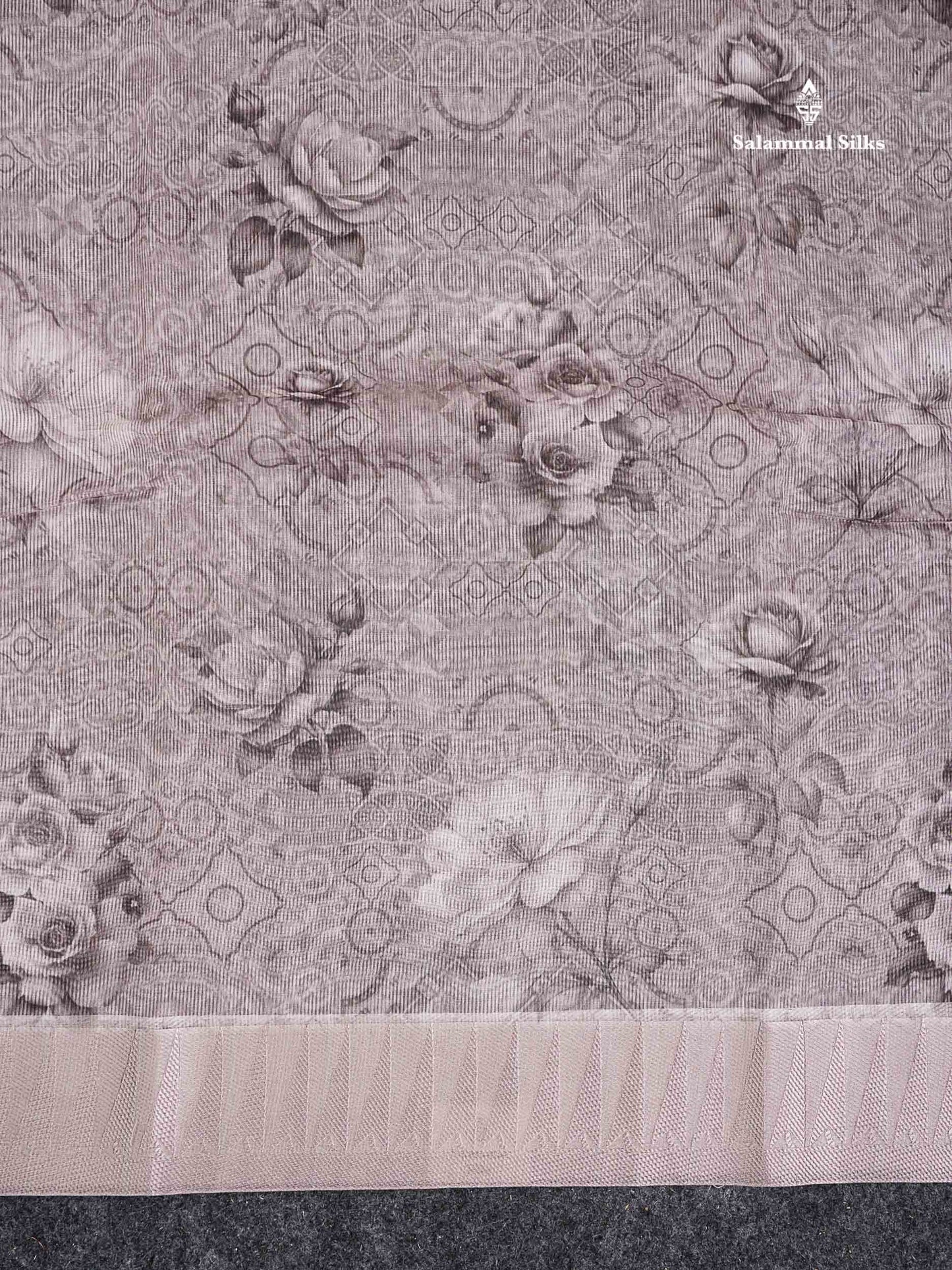 Kota Mix Saree - Light Chocolate Floral Design Along With Fancy Border