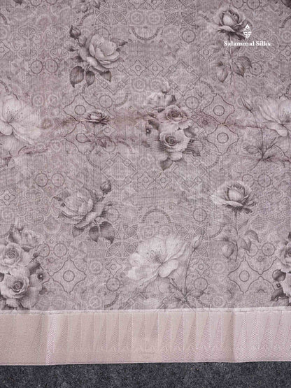 Kota Mix Saree - Light Chocolate Floral Design Along With Fancy Border